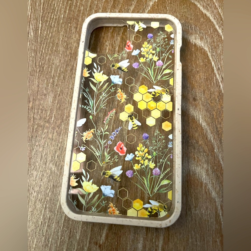 PELA Clear Sweet Bees iPhone 13 Pro Case with Tan Ridge